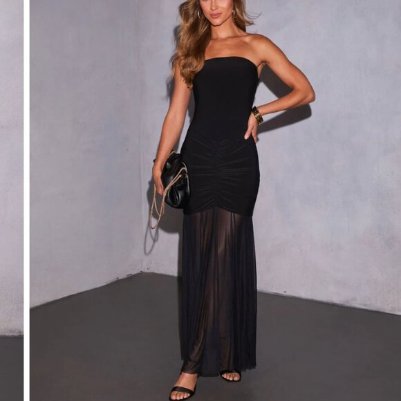 Hollins Convertible Mesh Off Shoulder Maxi Dress - Picture 3 of 3